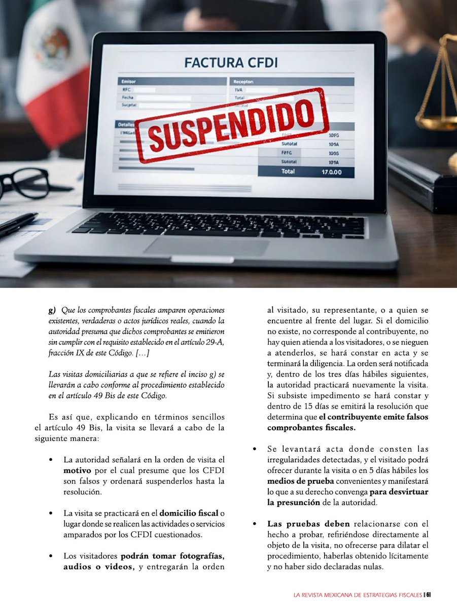 Nexum_Abogados's tweet photo. 📘 Nuevo artículo en Defensa Fiscal ⚖️

Analizamos el art. 49 Bis del CFF: la “visita express” para verificar la materialidad de CFDI y sus diferencias vs 69-B. Un cambio clave en facultades del SAT 🔍

#Contabilidad #DefensaFiscal #SAT #CFDI https://t.co/go3V9VIntJ