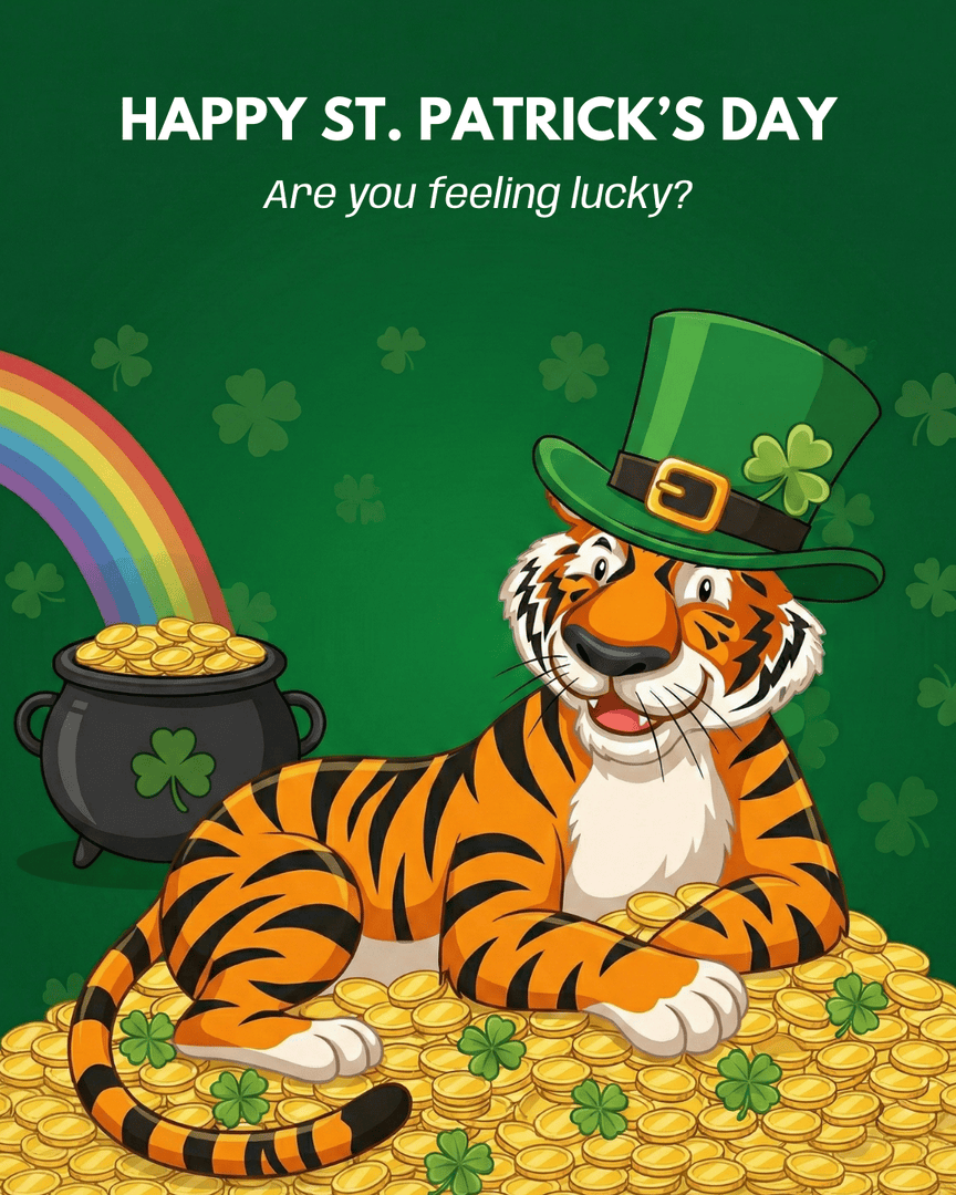 TygerGrp's tweet photo. Tyson’s feeling extra lucky this St. Patrick’s Day! From chasing rainbows to spreading good vibes, here’s to a day full of smiles, joy, and a little roar of luck. 🌈💛

#TygerGroup #StPatricksDay #LuckyRoar #FeelingLucky https://t.co/Q2fjiX2O9N