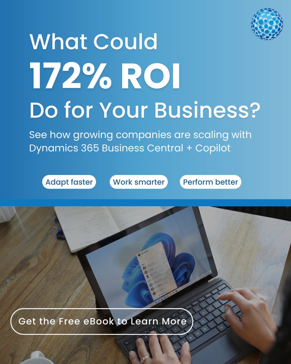 OmniVue's tweet image. 172% ROI in 3 years.

See how growing businesses are using Dynamics 365 Business Central + Copilot to modernize operations and scale faster.

Get the ebook: okt.to/kyLrWi 

#Dynamics365 #BusinessCentral #AIinBusiness #ERP #Copilot #DigitalTransformation
