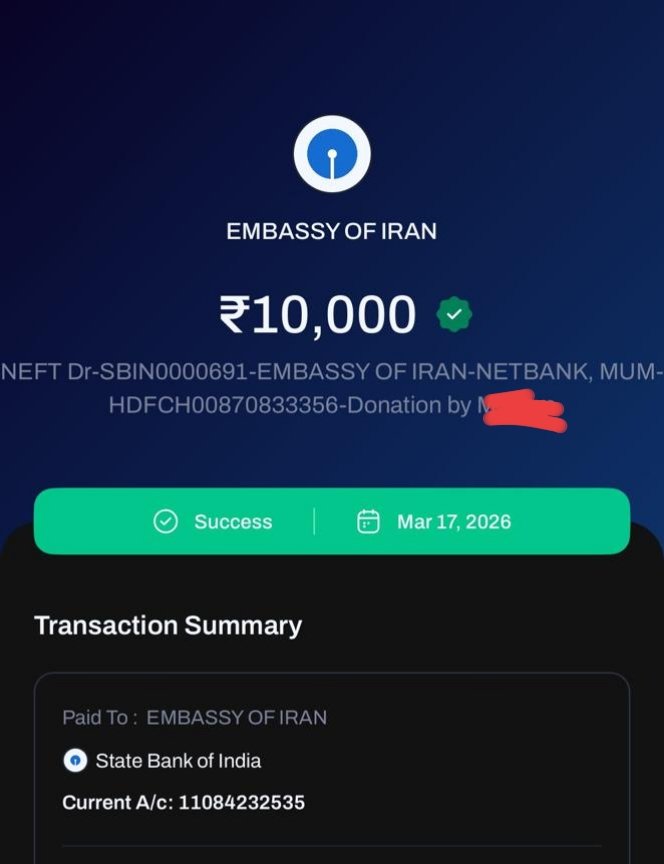 Sdkjunaid's tweet photo. @Iran_in_India Sent from HDFC Bank app https://t.co/DcegSl8uD5