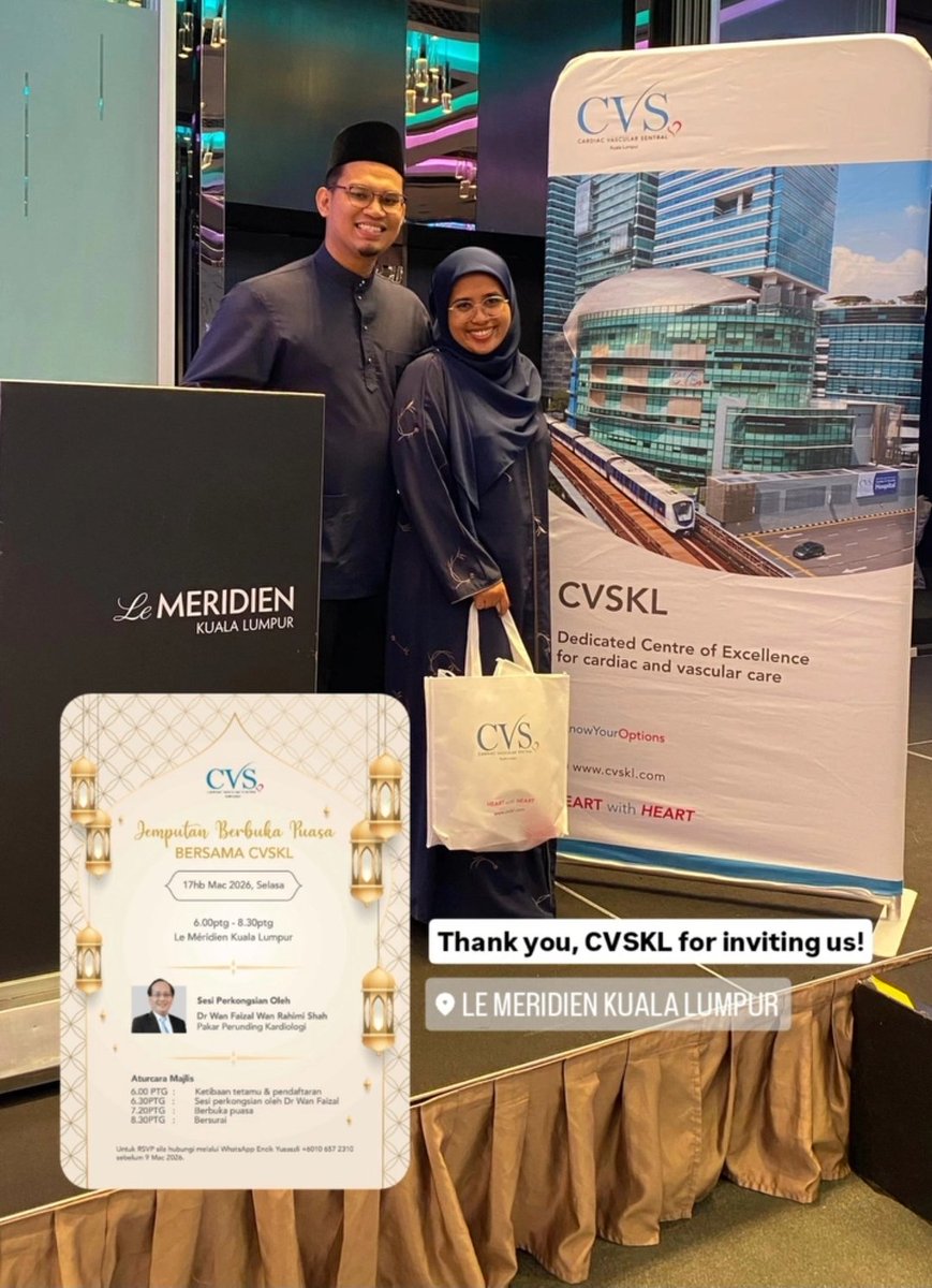_hasliza's tweet photo. Tahun kedua berbuka bersama CVSKL 🥰

Had a great time learning about Complex High Risks Indicated Procedure from Dr Wan Faizal who just finished a 5-hour procedure. Definitely a common among elderlies and even orang luar Klang Valley sanggup ke CVSKL.kl https://t.co/jPJJMUxb9b