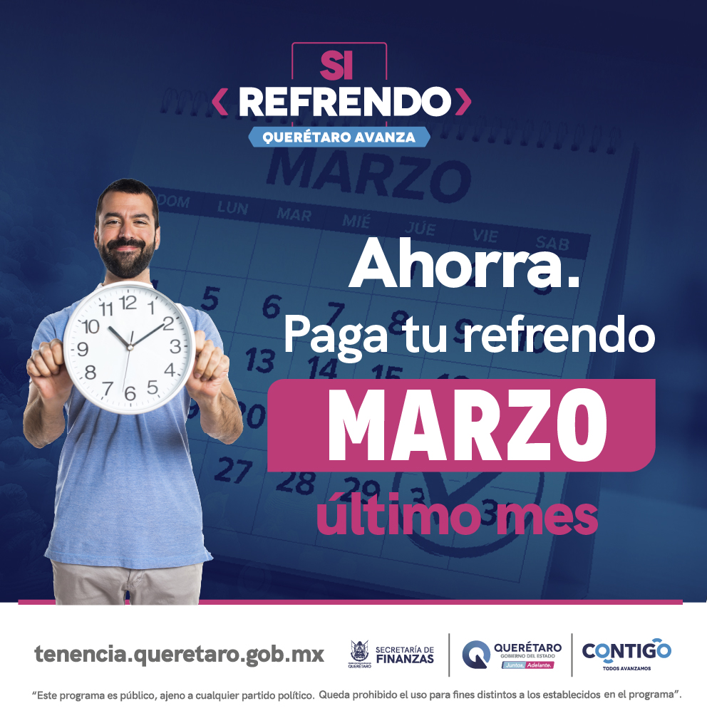 gobqro's tweet photo. ¡El tiempo se acaba para aprovechar los beneficios al pagar tu #refrendo en #Querétaro! 🚗

Todavía puedes disfrutar de la Tenencia Cero y seguro vehicular gratis. ✅

¡Elige el medio de pago que más te convenga, este es el último mes! 📱

¡#Contigo nuestro estado avanza! #SíRefrendo #AppQro