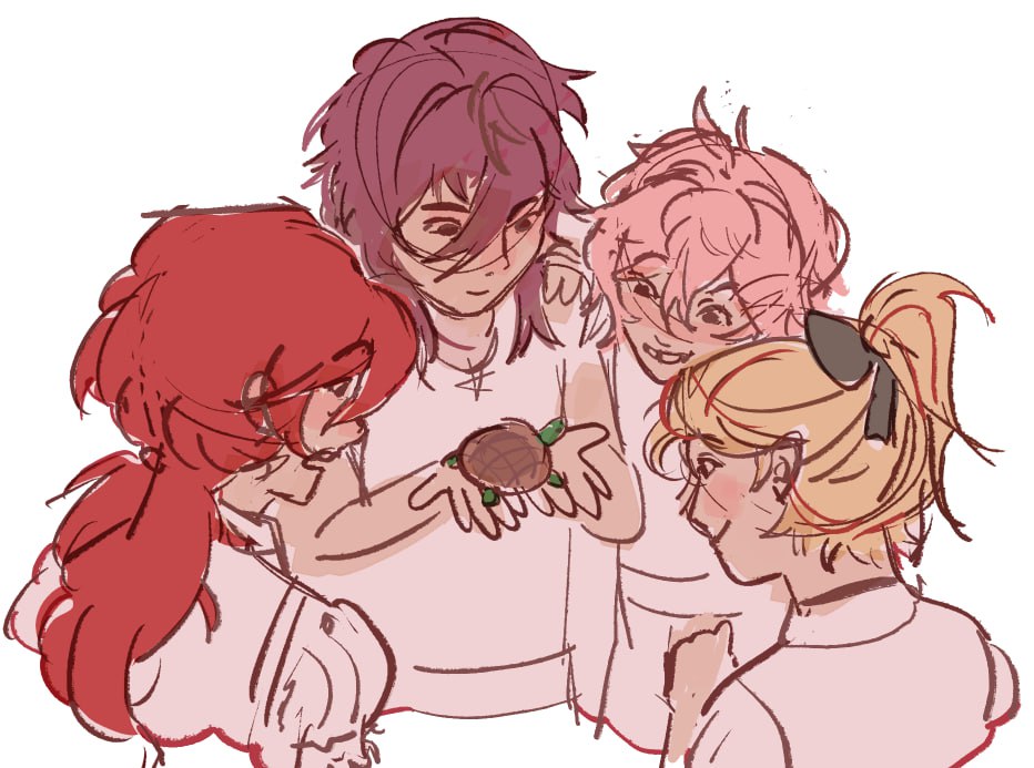ponzeq's tweet photo. I need to know more turtle gang members 
#diluc #Jean #rosaria #dahlia https://t.co/cRo0vUGyhN