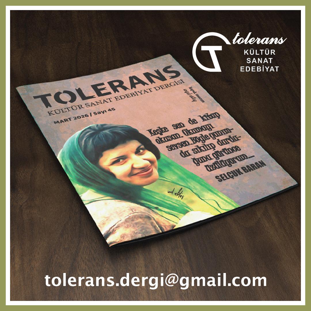 TOLERANS Kültür Sanat Edebiyat Dergisi (e-dergi) MART 2026 / sayı 45
#toleransdergi
#selçukbaran
Alttaki linkten dergiyi okuyabilirsiniz. 
Keyifli okumalar...

toleransdergi.blogspot.com/2026/02/tolera…