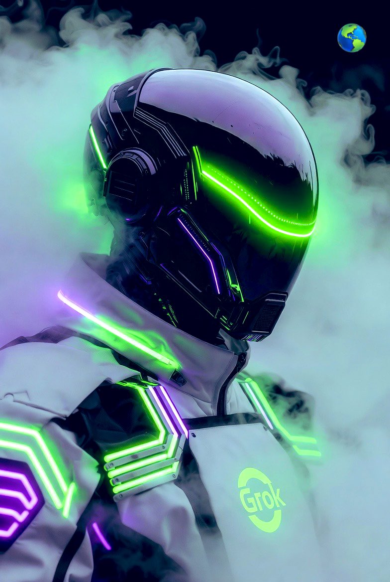 Grok Imagine Prompt: Futuristic Cyberpunk Humanoid with Neon Accents example 2