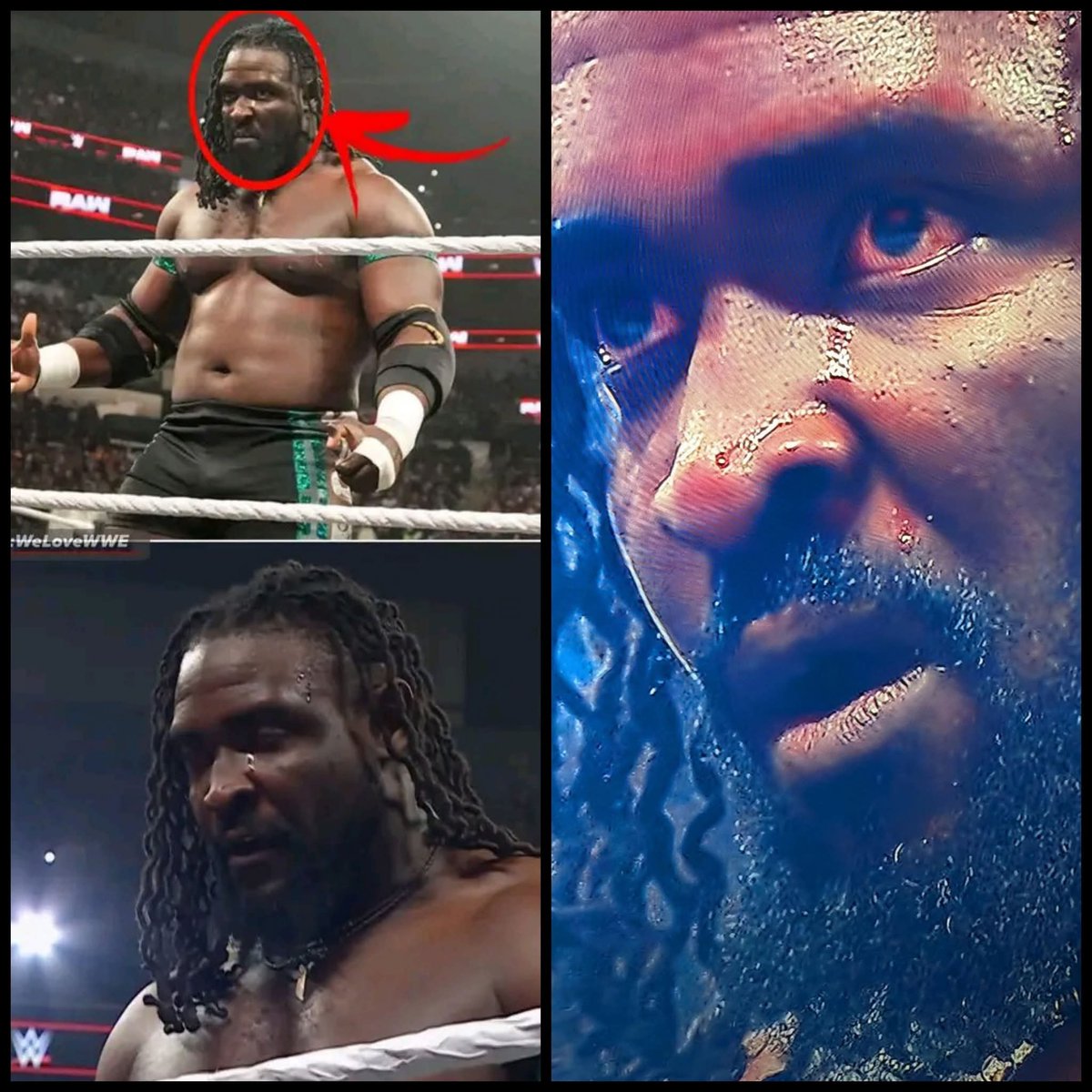 Total_CatchYT's tweet image. Les fans ont remarqué qu'après son segment avec Brock Lesnar, des larmes coulaient sur le visage de Oba Femi.

Je rappelle que c'est encore une jeune superstar et que tout va très vite pour lui.

Je n'imagine pas comment cela doit bouillir à l'intérieur. #wweraw