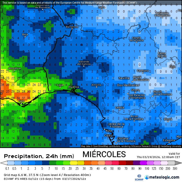 Meteohuelva's tweet photo. Mañana empezaremos a sentir los efectos de la borrasca Therese. Habrá posibilidad de chubascos en general débiles más probables de madrugada y por la mañana y en el litoral.

El jueves llegará un frente frío pero se quedará estacionario sobre el Algarve portugués. Dejará lluvias en la mitad occidental de la provincia, dejando a la oriental sin apenas agua. El viernes si habrá lluvias más repartidas.

Hacia el fin de semana la borrasca se desplazará a las Canarias a la vez que se irá rellenando por lo que la probabilidad de lluvias desciende de manera importante.