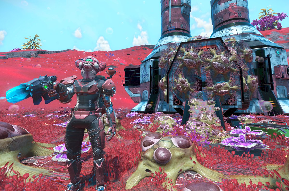 InfestationNMS's tweet photo. Ifery Platform - A Manufacturing Facility on the planet Uthmi Beta has been infested.

Negligent maintenance crews failed to clean and sanitise machinery. Runaway Mould buildup accumulated quickly. Lifeforms unable to contain the Infestation initiated emergency evacuation procedures and abandoned their facilities before they themselves became infested. The Infestation spread regardless and was now free to infest entire planets.