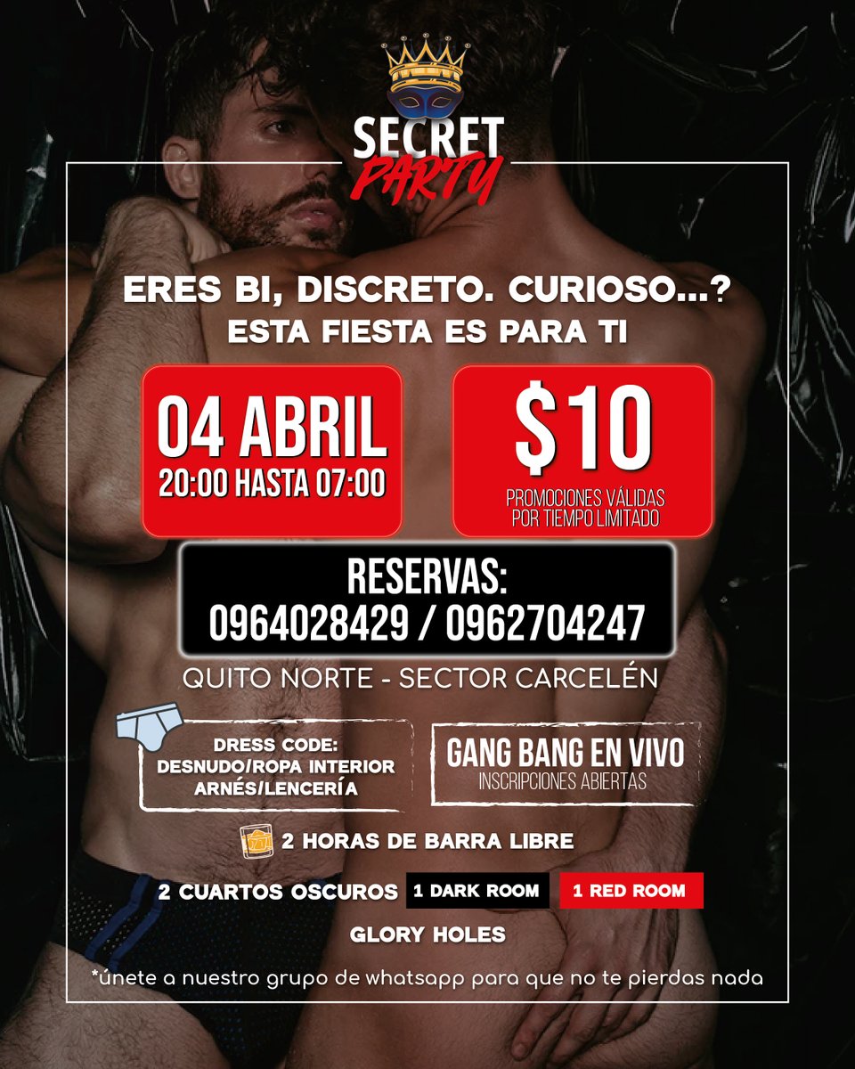 SecretPartyuio's tweet photo. 🤤🍆Aquí comienza algo diferente, algo fuera de lo común.
Un espacio creado para personas abiertas, respetuosas y listas para vivir una noche sin prejuicios. 🖤
#uiogay @Durangofi219 @BearHunter2023 @crissandres1994 #megaorgy https://t.co/6wM8OXky7H