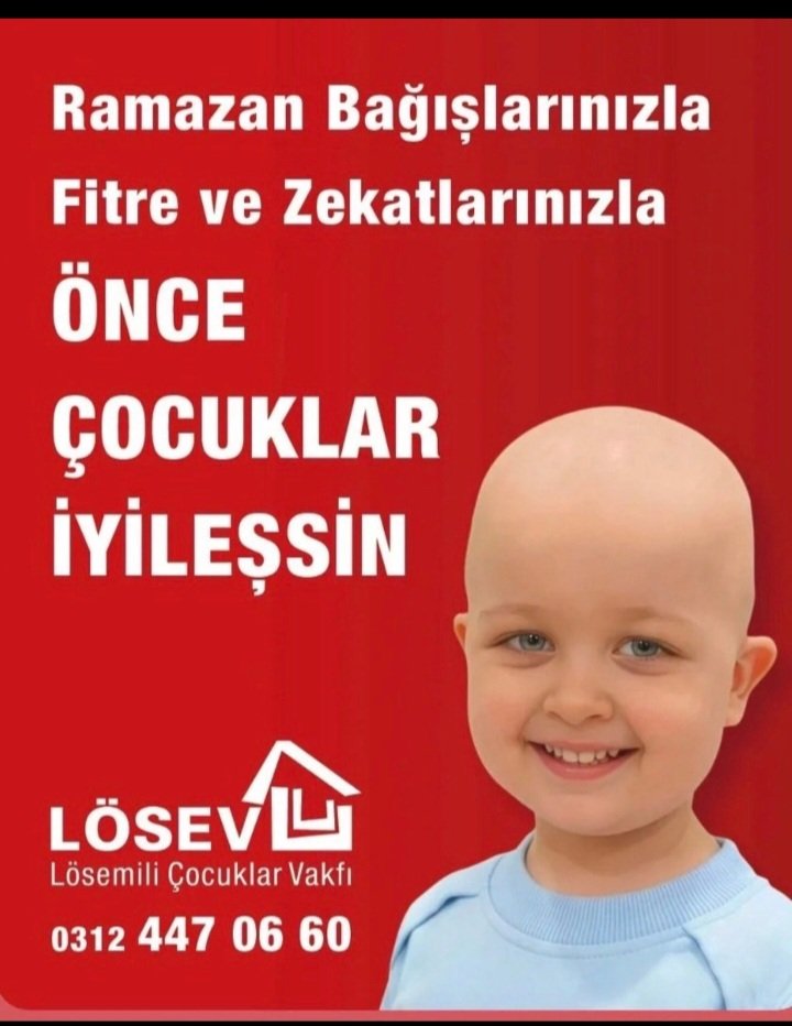#Ramazan 'ın bereketiyle sofralar mutlulukla dolsun, Fitre ve Zekatlarınızla Lösemili Çocuklar hayat bulsun❤️
#ÖnceÇocuklarİyileşsin

🌐 losev.org.tr/ramazan
🏦 Banka şubeleri ve mobil bankacılık ➡️ LÖSEV bağış
📲 FİTRE yaz 1998'e gönder (240 TL)
☎️ ALO LÖSEV 312 447 06 60