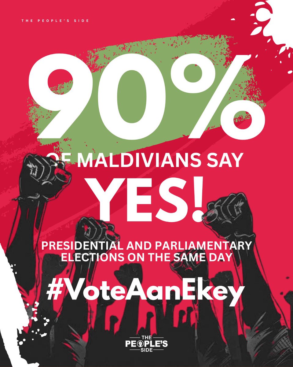 Surveys show 90% of Maldivians says #aanekey for same day presidential and parliamentary elections.