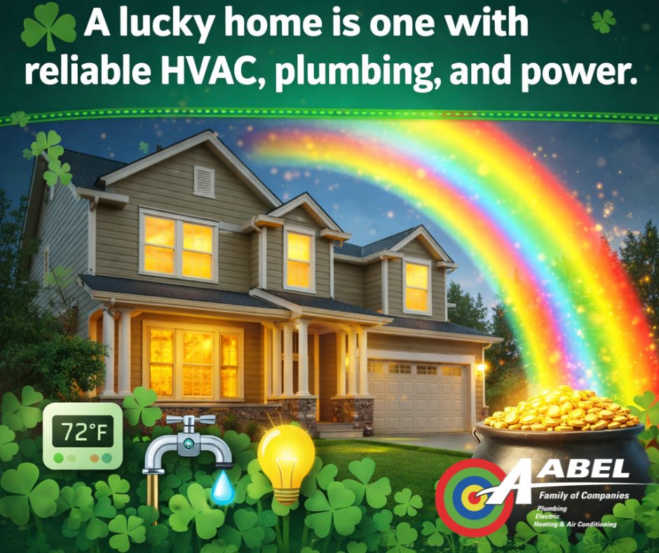 AAbelCompanies's tweet image. 🍀A lucky home is one with reliable HVAC, plumbing, and power. From HVAC tune-ups to plumbing repairs and electrical upgrades, A-Abel helps keep your home comfortable and safe year-round.
#lucky #luckyhome #StPatricksDay #HVAC #plumbing #electrical