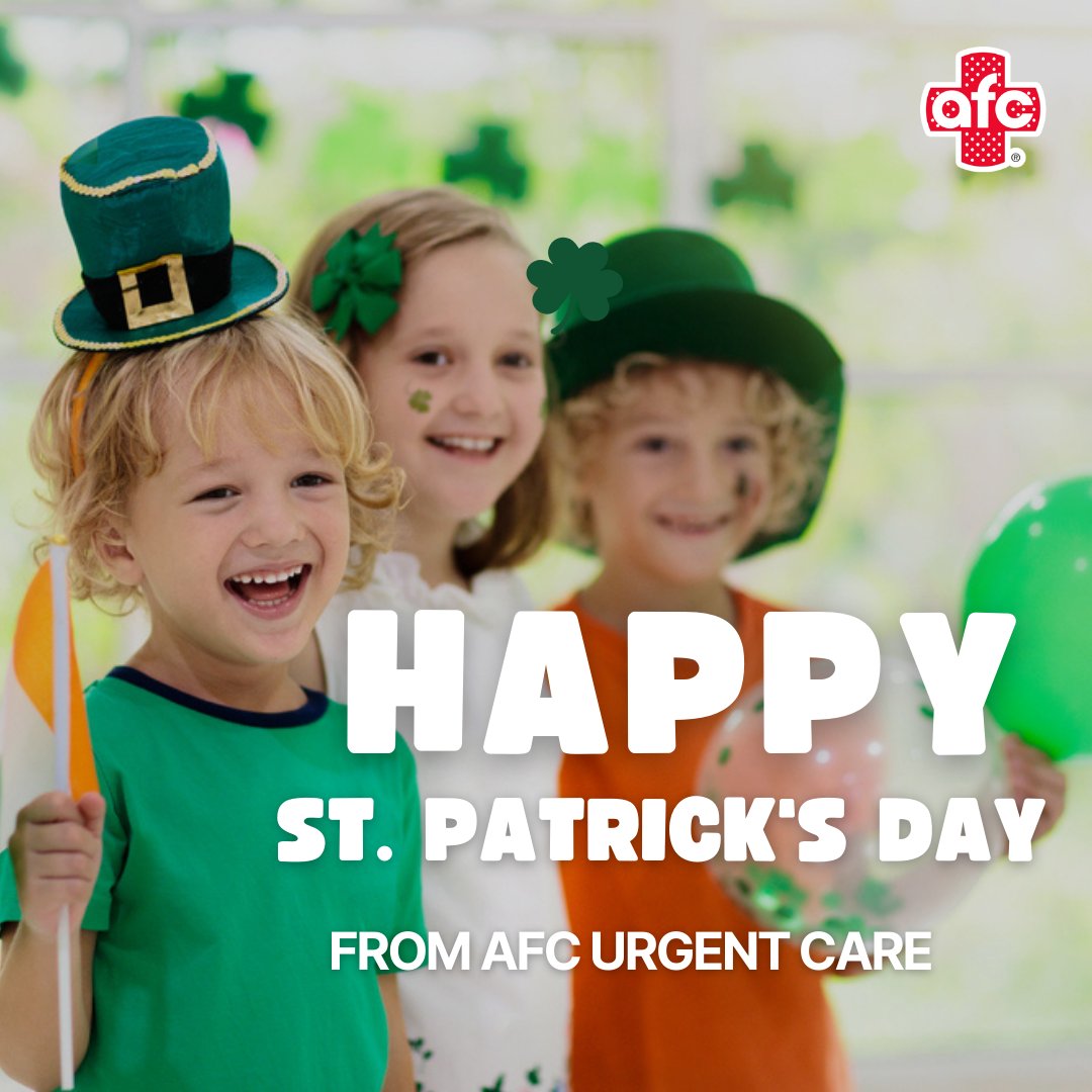 Happy St. Patrick’s Day! Whether you’re celebrating with friends, attending local events, or enjoying festive food and drinks, remember to take care of your health along the way. Stay hydrated, celebrate responsibly, and know that our urgent care team is here if you need us!