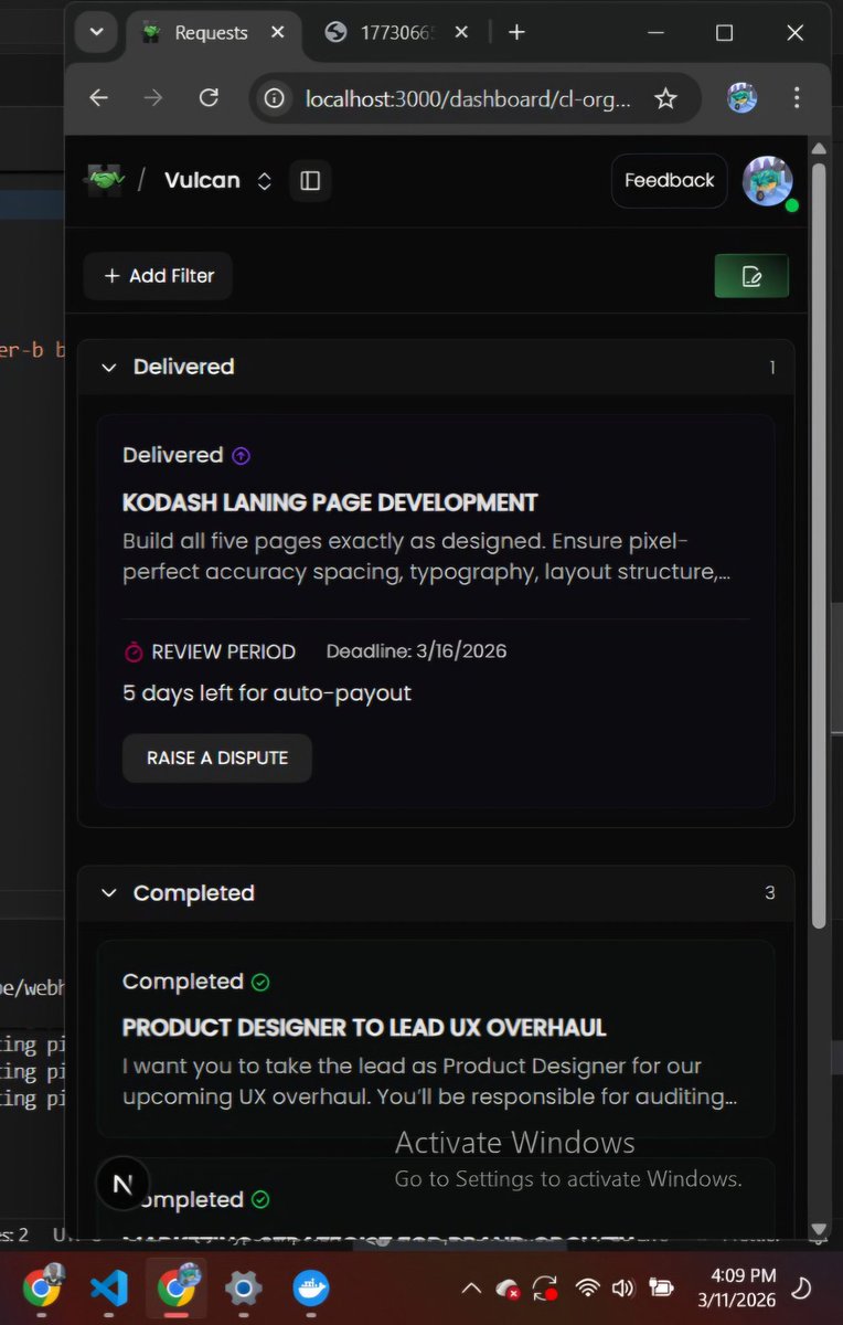 Gozy_Dev's tweet photo. Kodash Update 
Payment will be automatically released to the freelancer a few days after delivery if the client does not release the funds or make a revision request. If there are any issues, either party can raise a dispute #Buildinpublic https://t.co/qK2NFTHFoU