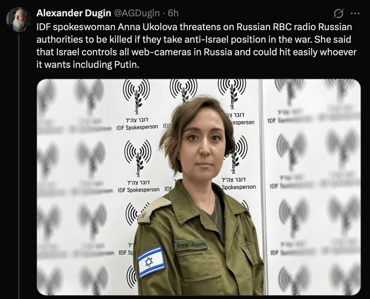 <a href="/jacksonhinklle/">Jackson Hinkle 🇺🇸</a> DF's Anna Ukolova going full rogue on Russian radio! Ukraine born mouthpiece brags they control Russia's webcams, can smoke Putin anytime like Khamenei: "Hope Moscow stays chill." Straight mafia threat while Iran's burning! Dugin sounded alarm world war bait?