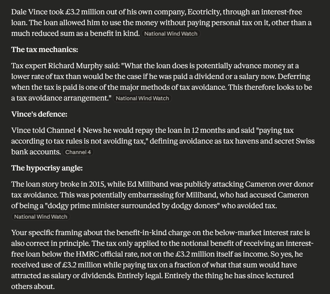 <a href="/DaleVince/">Dale Vince</a> Shall we talk about your tax avoidance and the age old way to have a company loan so you're taxed way less than what you normally do? Ergo, tax avoidance. The very thing you're complaining about?

£3.2 million with tax only on the level above the interest rate you were given?