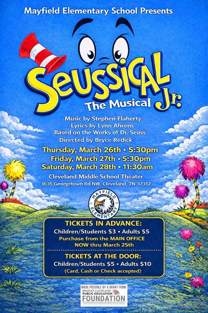 clevecityschool's tweet image. 🎭 Mayfield Elementary presents "Seussical Jr."

📅 March 26–27 | 5:30 PM
📅 March 28 | 11:30 AM
📍 CMS Theater

Come support our talented students and enjoy a fun, family-friendly show ✨

#BuildingChampions #BuildingCommunity #ChooseCleveland