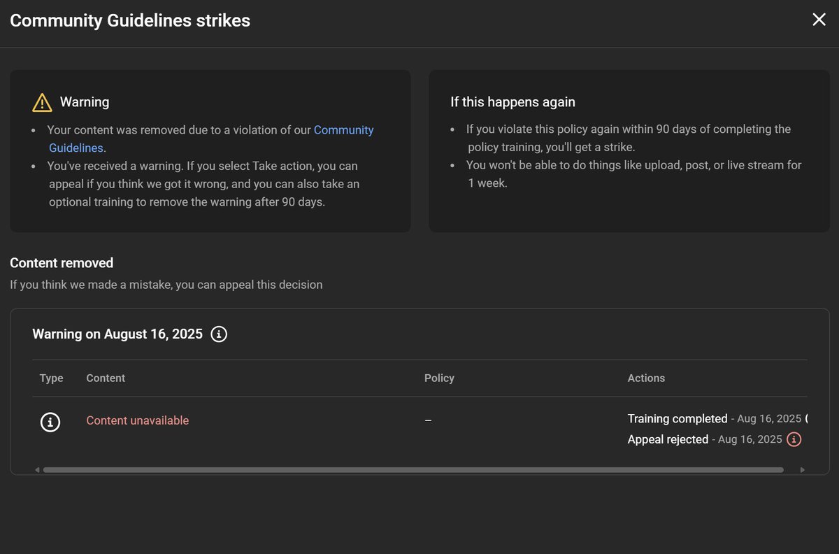 jaden_boland's tweet photo. @TeamYouTube mind if i request an expired warning be manually removed from my channel 'Mr. Shenanigans"?

It's been there for seven months, despite the training being completed and no new violations since https://t.co/CVG8hu1LmN