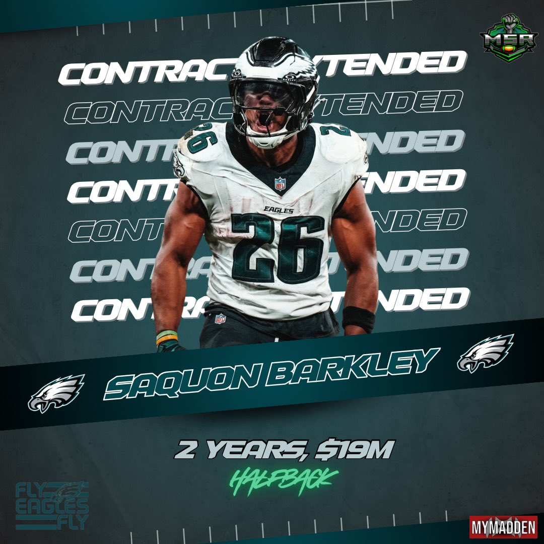 MSR_RUSTY's tweet photo. That’s RB1. 💚 Locked in for 2 years, $19M. #FlyEaglesFly #latepost https://t.co/kcz1WtRvEm