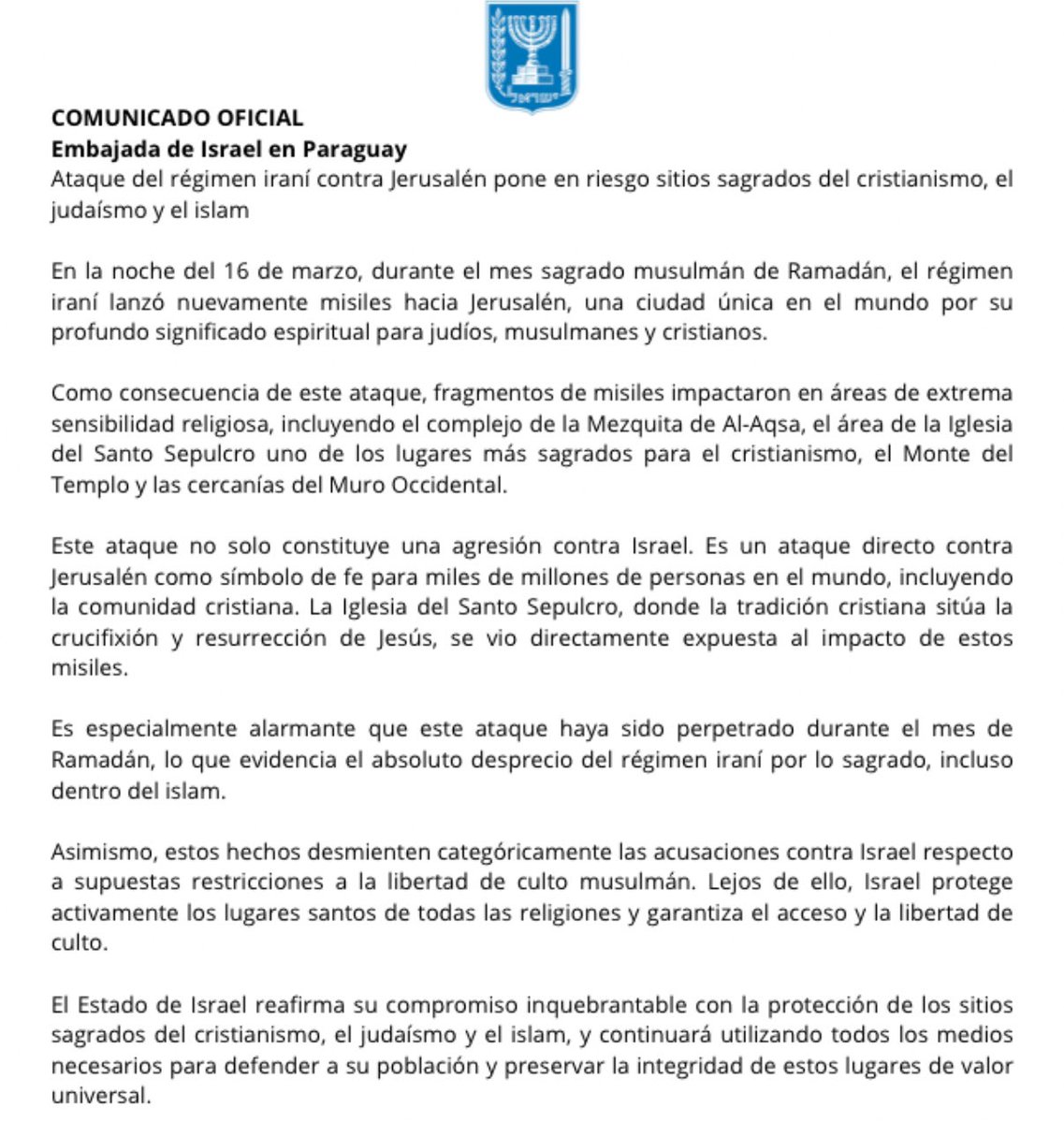 Embajada de Israel en Paraguay tweet media