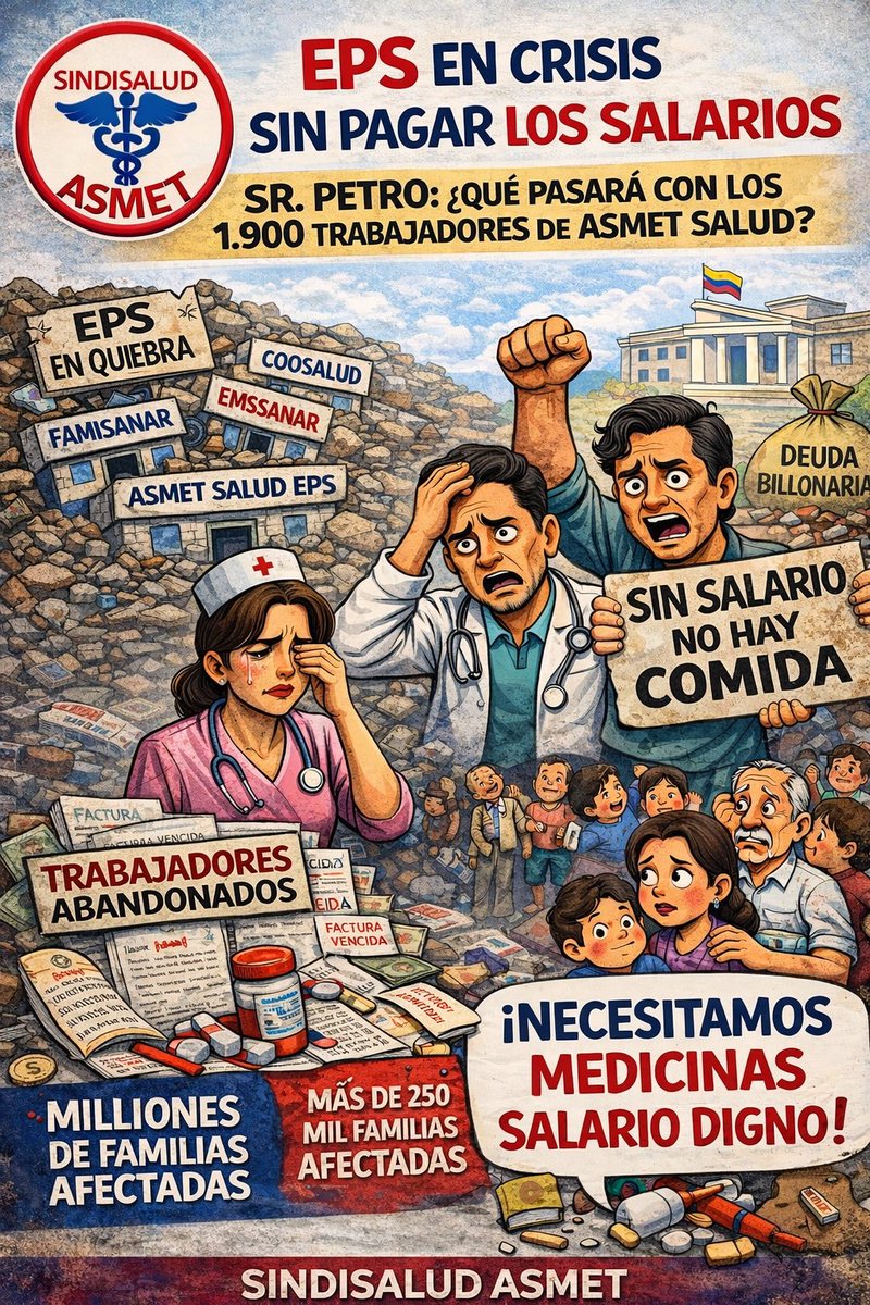 SINDISALUD's tweet photo. ¿Qué respuesta habrá para los trabajadores de Asmet Salud?

#SindisaludAsmet #TrabajadoresDeLaSalud #CrisisLaboral #Salud #Colombia #AsmetSalud https://t.co/bOijuGvu8T