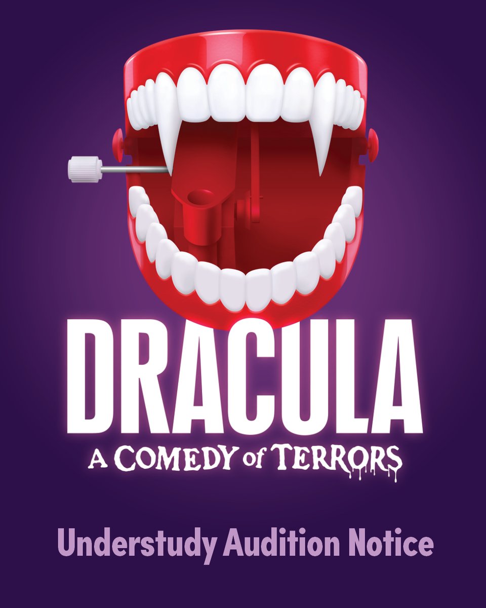 BlumenthalArts's tweet photo. CASTING CALL... and the stakes have never been higher. 😉🧛‍♂️🦇
 
Excited to announce we’re hosting Understudy Auditions for Dracula: A Comedy of Terrors, bringing the laughs and the screams to our Booth Playhouse July 7 – August 9! 

Ready to sink your teeth in? For more information and a link to submit an audition form, visit: https://t.co/zioXla2jCJ