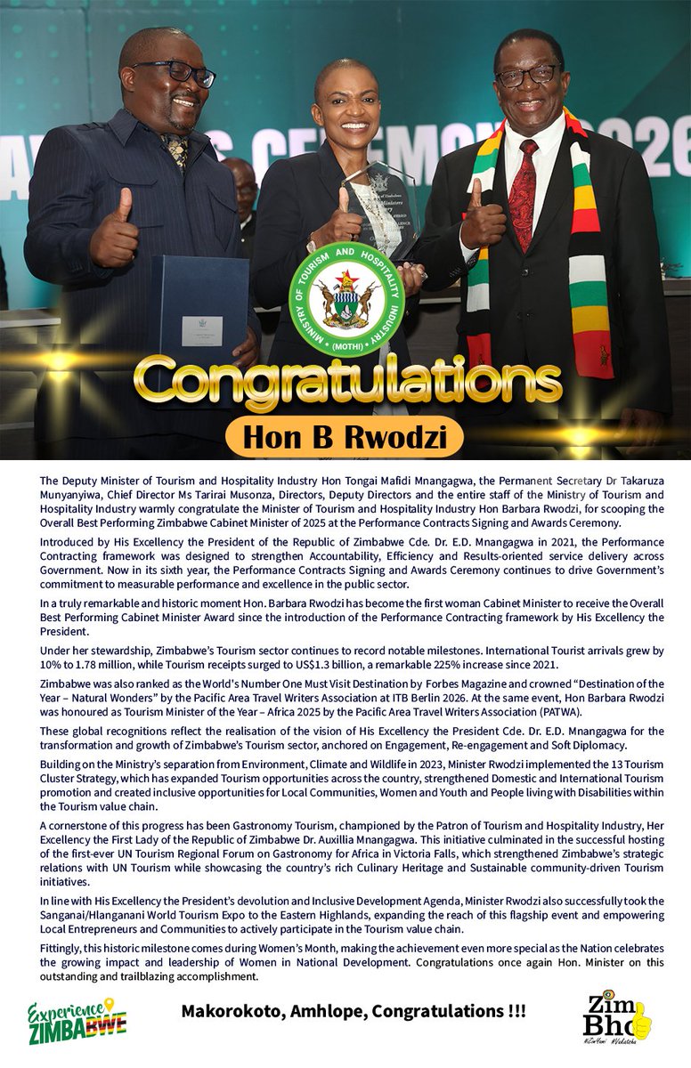 Min of Tourism and Hospitality Industry Zimbabwe tweet media