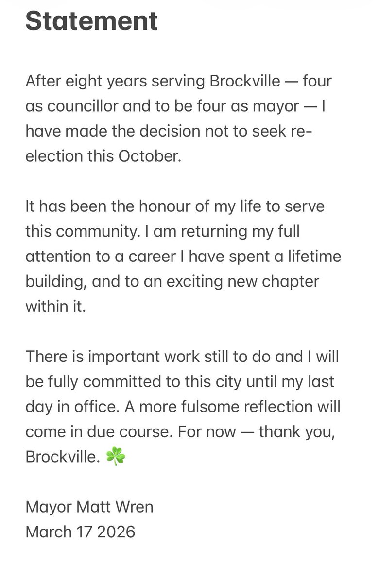 Matt Wren - Mayor of Brockville 🇨🇦 tweet media