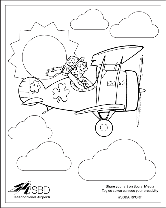 COLOR ME IRISH! This little leprechaun is flying by to honor the day when everyone is a wee bit Irish. Join the celebration by coloring and sharing your artistic talent.

Upload your masterpiece and tag us <a href="/SBDAirport/">FlySBD - San Bernardino International Airport SBD</a>

#FlySBD ✈️ StPatricksDay 💚🧡🤍🖌️ #SBDAirport