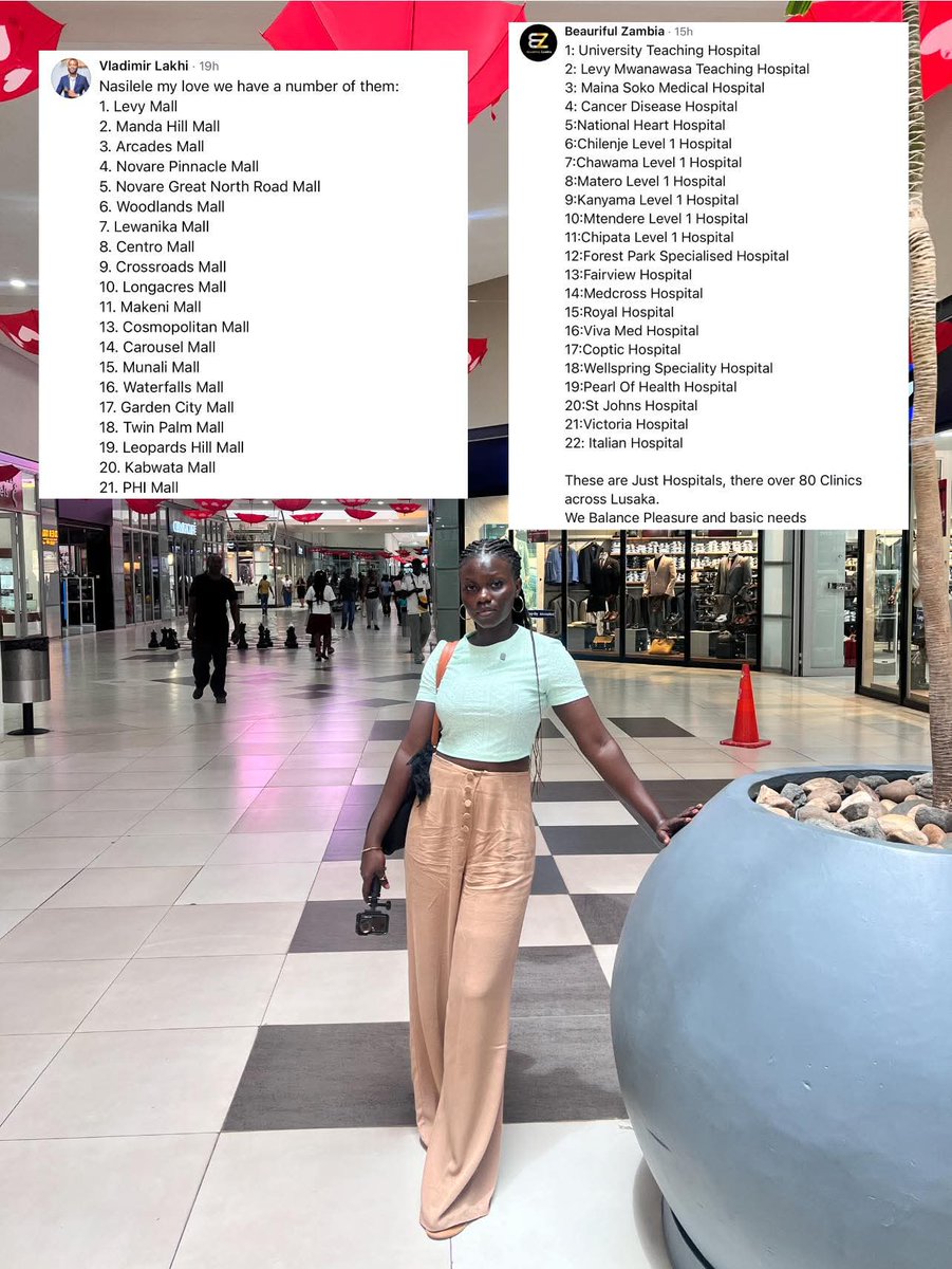 List of malls and list of hospitals in Lusaka 🇿🇲

I always say comment section is also another place to learn about a country