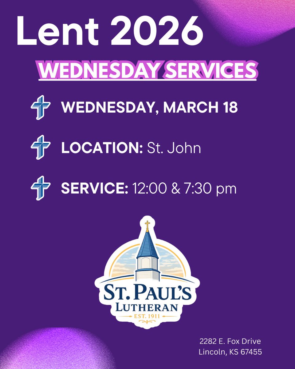 StPauls1911's tweet photo. ✝️REMINDER✝️
This week's (March 18) Wednesday services will be at St. John at 12:00 &amp; 7:30 pm. 🙏 https://t.co/t5m6jMEUqc