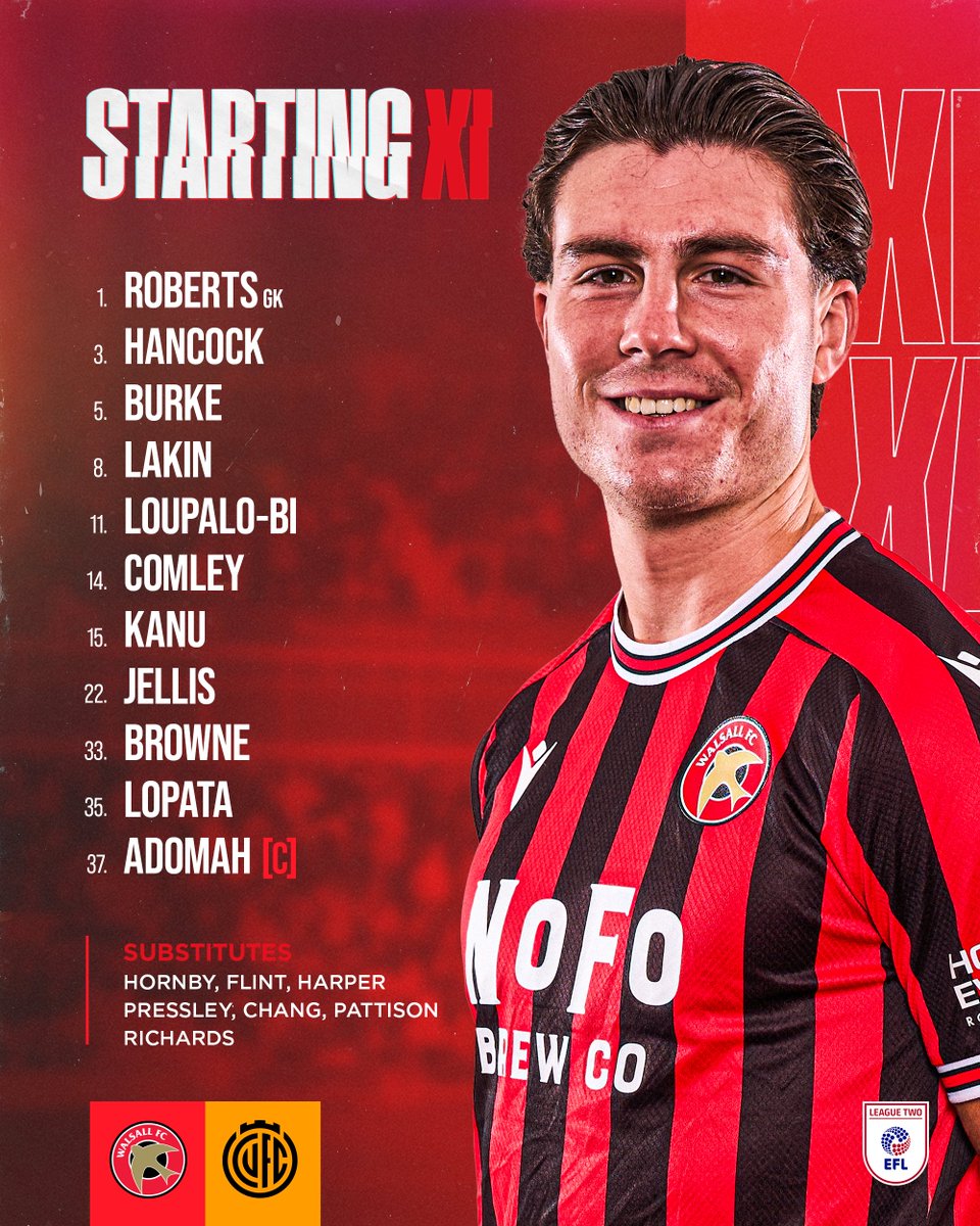 WFCOfficial's tweet photo. Tonight's #Saddlers XI! 📋 https://t.co/tw1o8vA3el