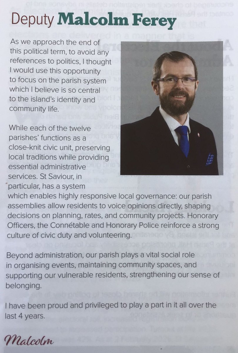 Malcolm Ferey - Deputy of St Saviour tweet media