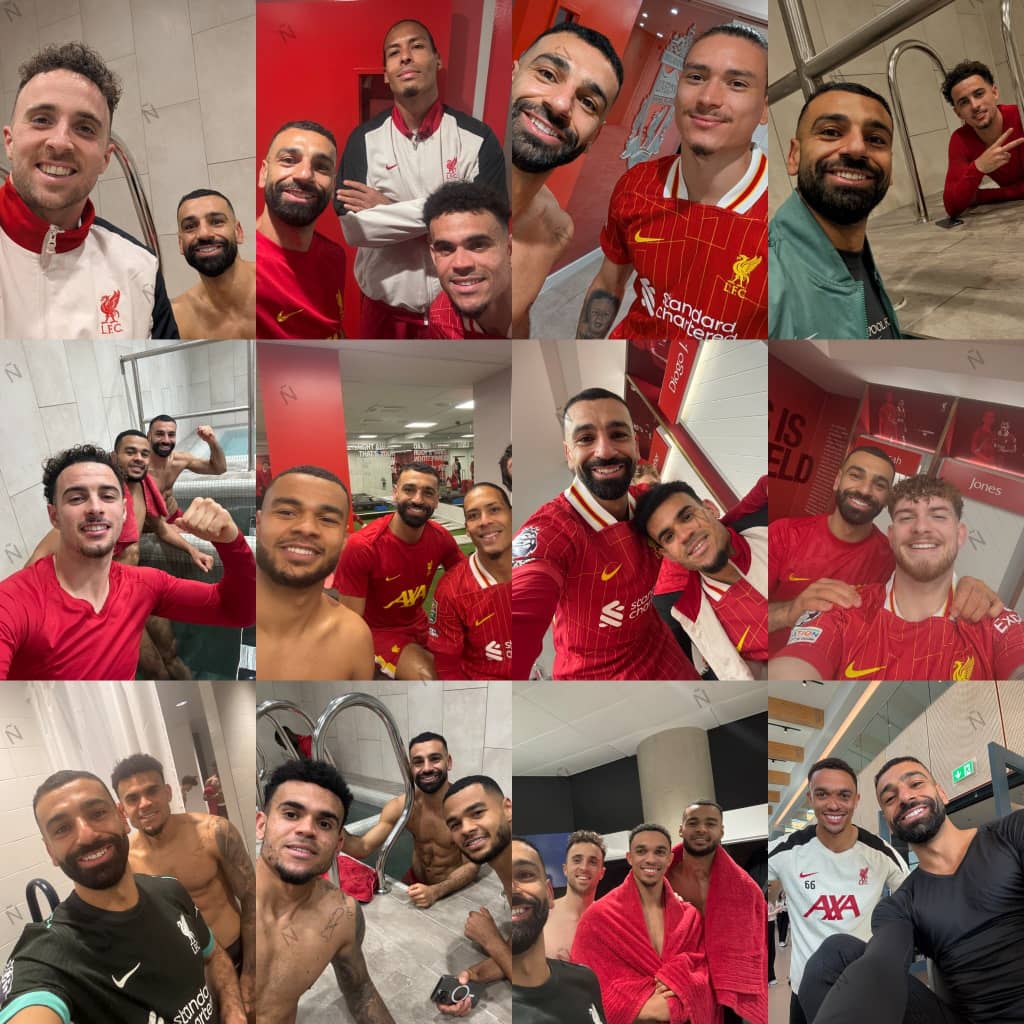 Liverpoolwatch7's tweet photo. Throwback to when Salah was doing the "Goalscorer Selfie" trend last season. pure nostalgia!😅♥️ https://t.co/TMOMfvptmX