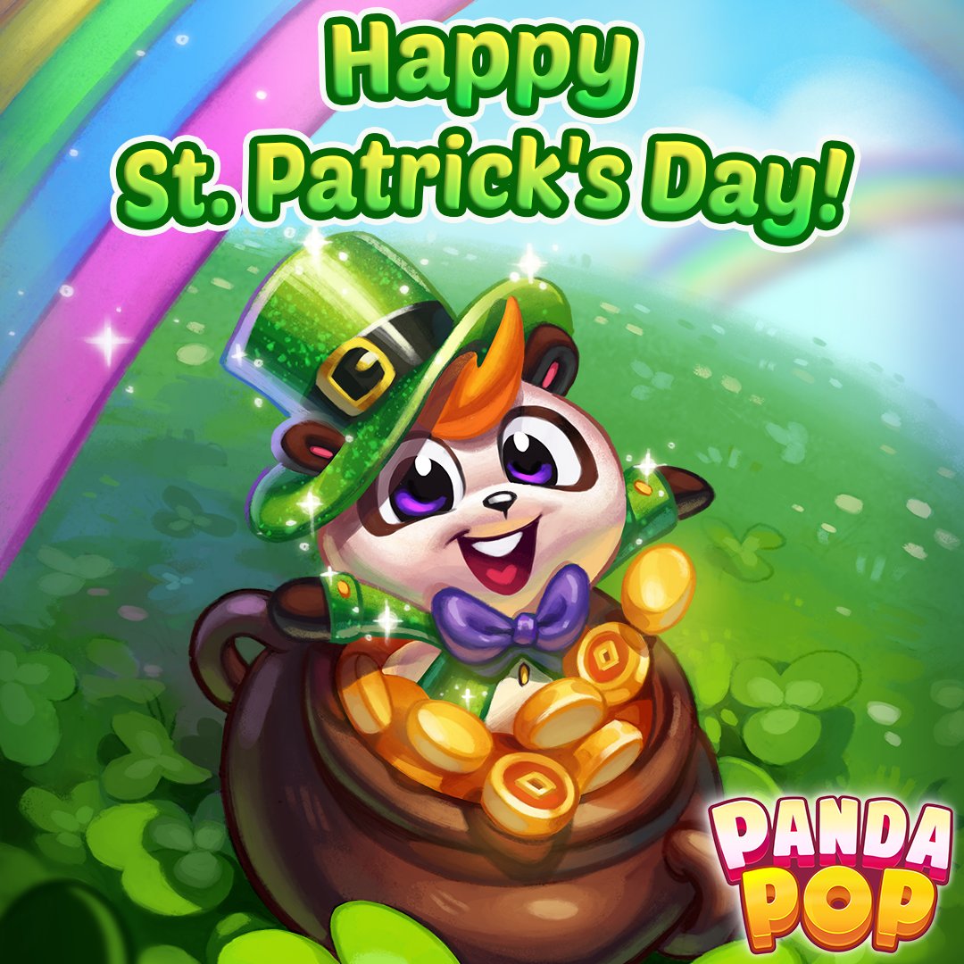 PlayPandaPop's tweet photo. ☘️💚 Happy St. Patrick’s Day! 💚☘️

 Grab your lucky charms and get to popping! it’s time to see if you have the luck of the panda! 🟢💥

Jump in-game now and let the green bubbles fly! 🐾🌈 https://t.co/oWIYOpqOlw