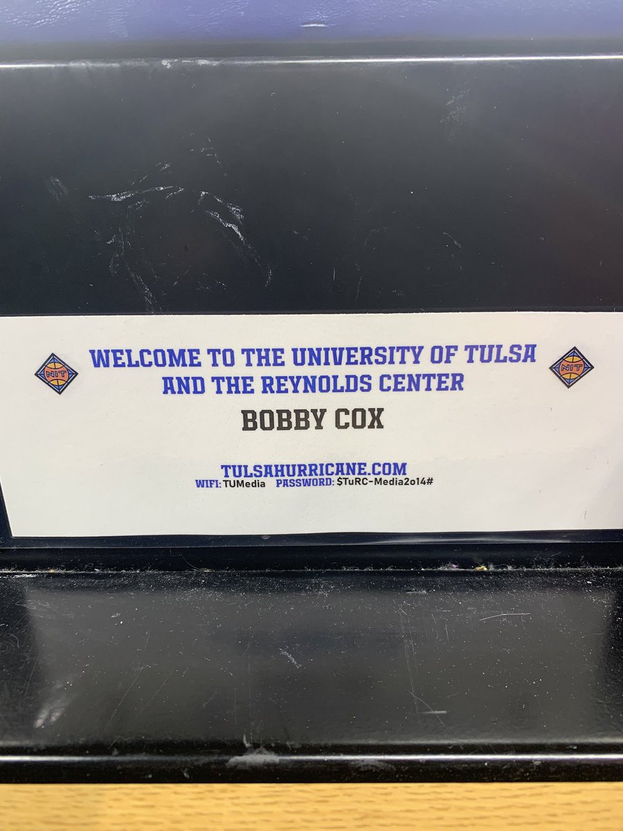 cox_bobby's tweet photo. My office for today. Thanks @TulsaMBB #NIT2026 https://t.co/cIfUKIS6mi