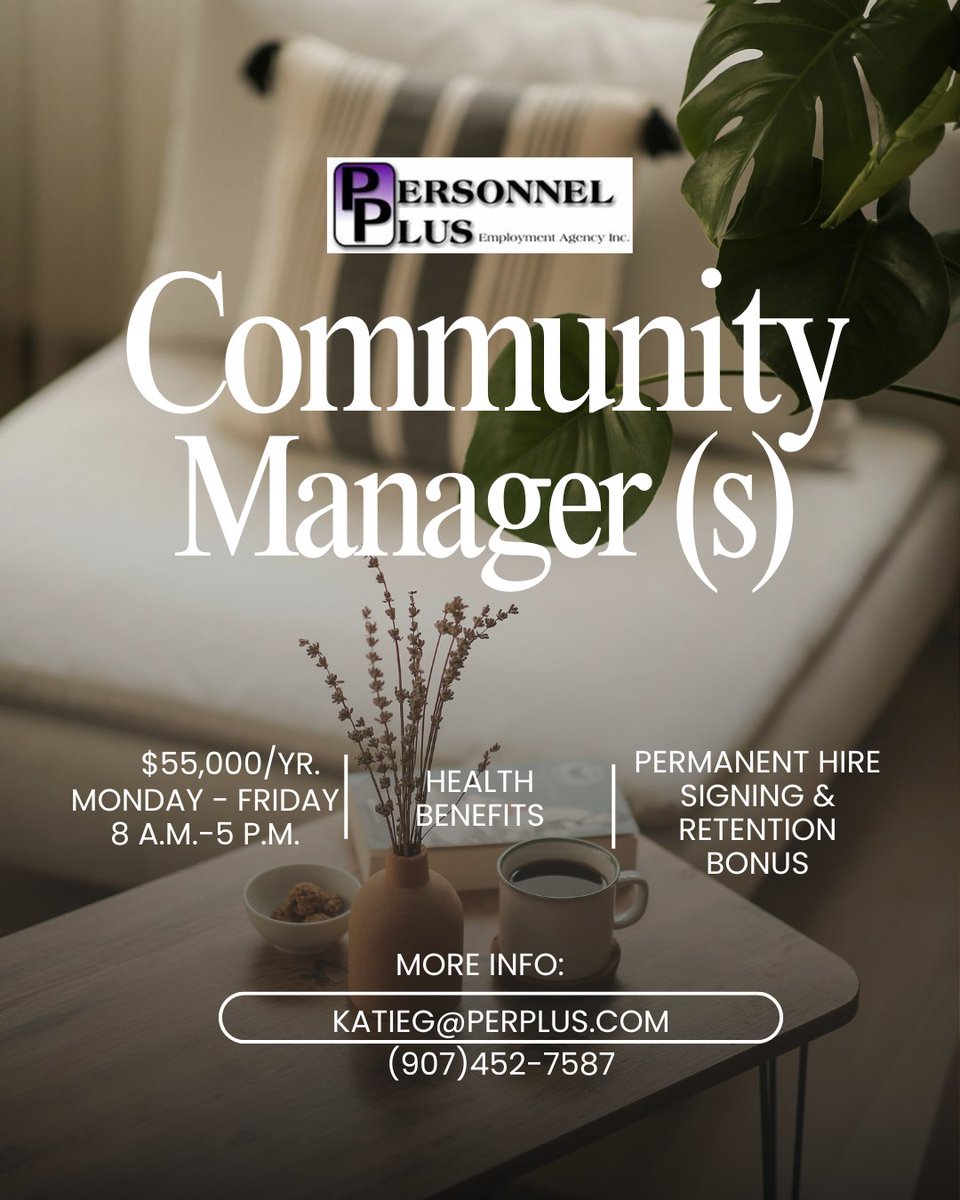 perplus99709's tweet photo. Looking for Community Managers, give us a call at (907)452-7587. https://t.co/6jXI917vTb