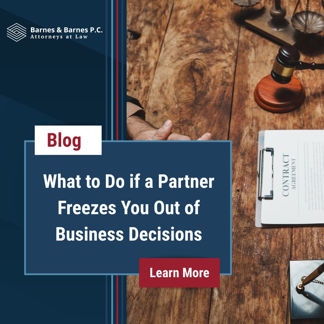 BarnesBarnesPC's tweet image. Is your #businesspartner freezing you out of key decisions? This can breach their #fiduciaryduty and threaten your investment.

Our latest blog covers the essential steps to regain control, from reviewing agreements to exploring legal remedies.

Read more: barnespc.com/insights/what-…