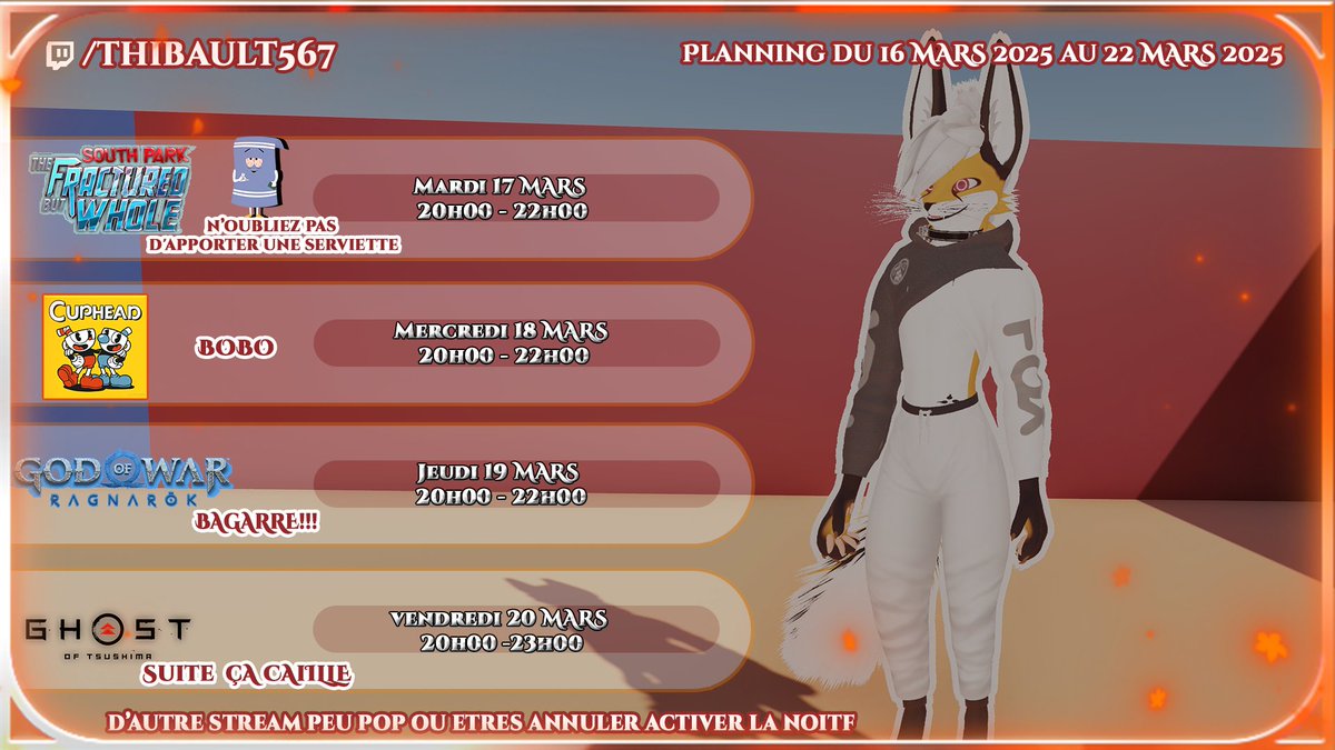 thibault567's tweet photo. Les stream du foxo 🧡🦊
https://t.co/nSTOOQ1IZp https://t.co/L7wEeN3mW9