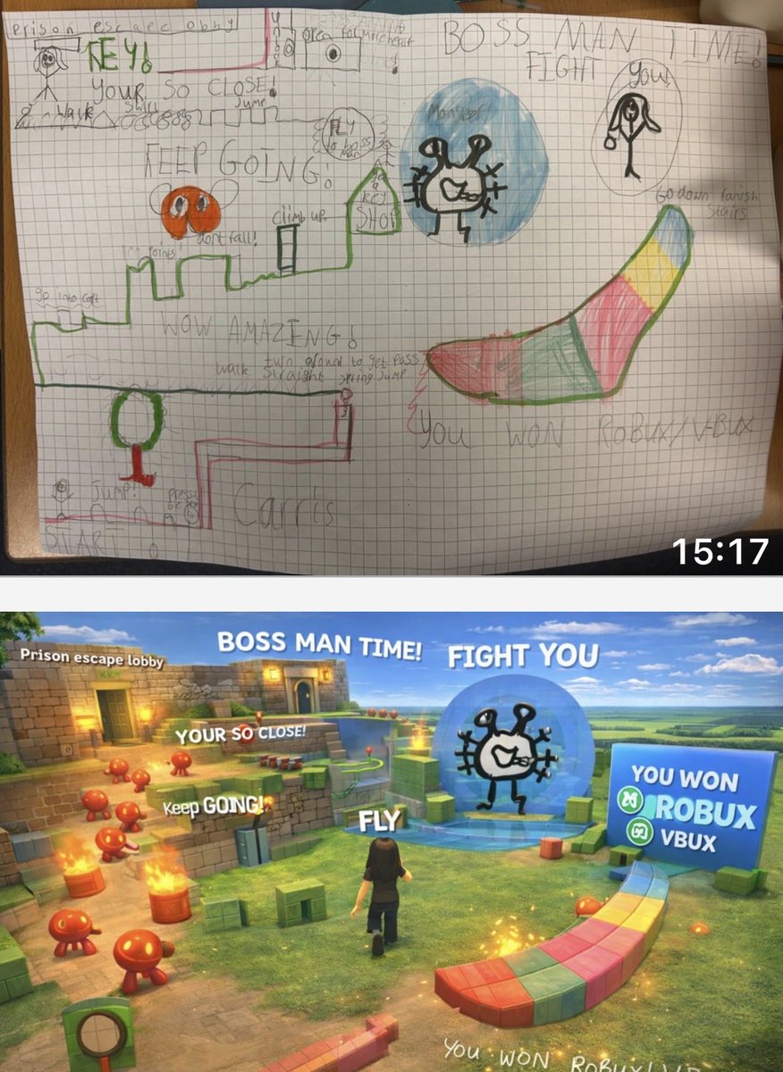 Annbank_PS's tweet photo. P6 designed video games of their own, then used AI to transform them into realistic game stills! We love the results! #veryimpressive! @SACTechDigital https://t.co/E8F5vH2e3q