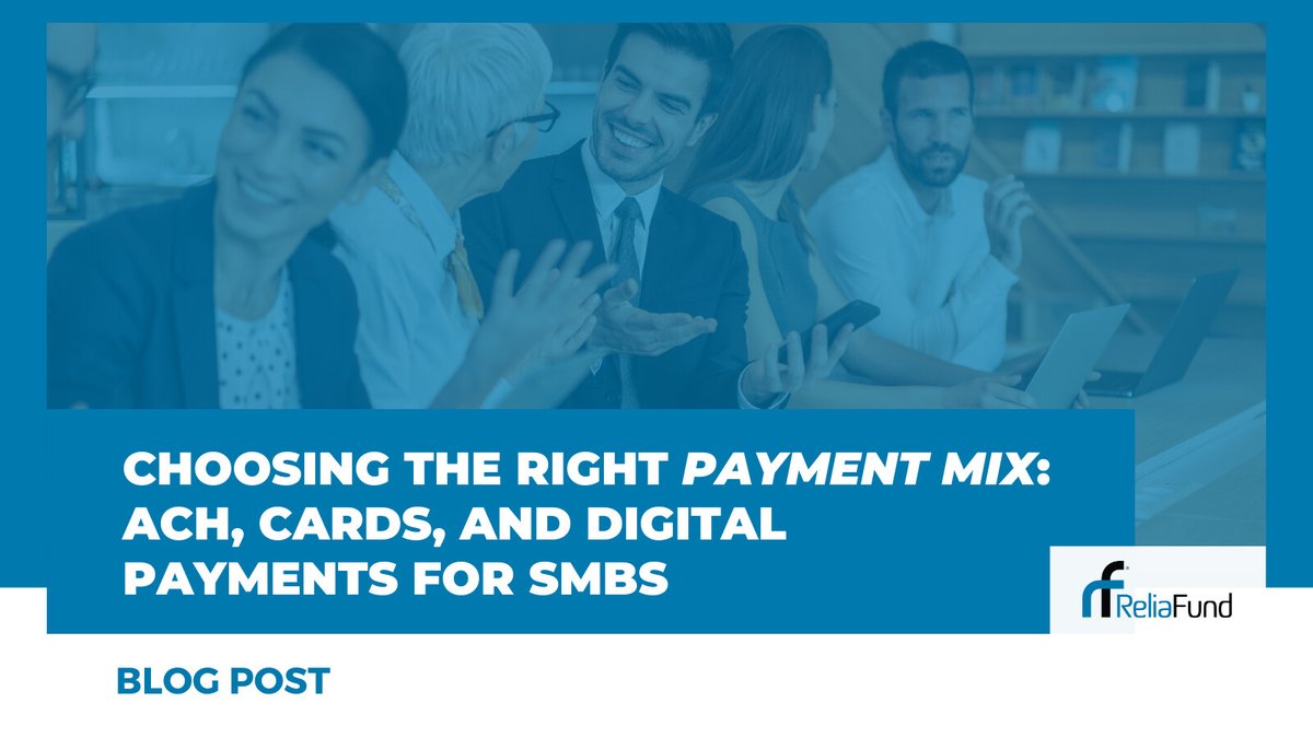 ReliaFund's tweet photo. One payment method is rarely enough. SMBs that combine ACH, cards, and digital tools see lower costs, fewer failed payments, and more predictable revenue.

Read the blog → https://t.co/0VRrdhDiR2

#PaymentStrategy #ACH #Fintech #ReliaFund #SMBFinance https://t.co/H2hIfsZ303