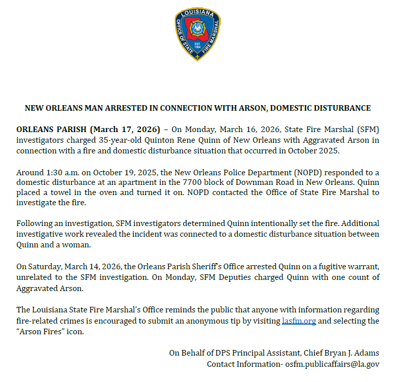 Louisiana Office of State Fire Marshal tweet media