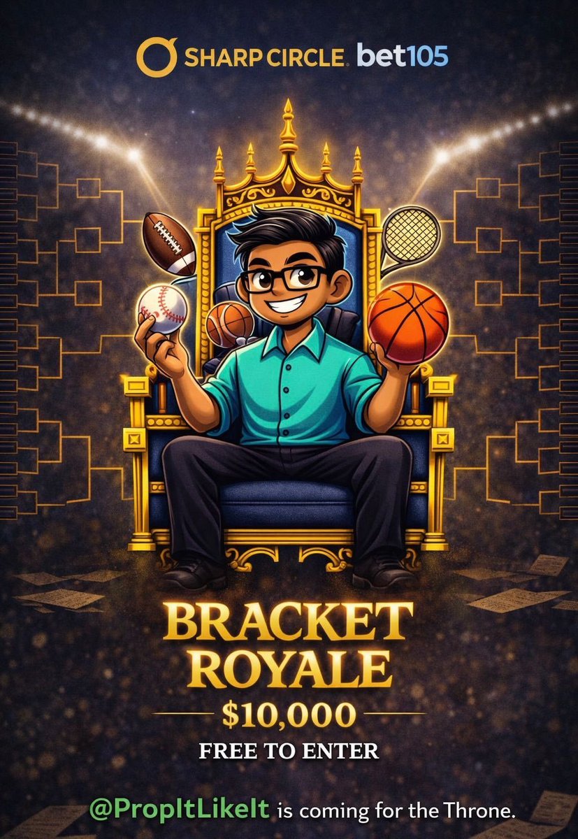 propitlikeit's tweet photo. π THE #BracketRoyale π by @SharpCircleBet π
Iβm coming for the throne.
FREE to enter.
$10,000 in prizes.
Think you can beat me?
Enter here: https://t.co/zc2xyvWY1Q
#MarchMadness #BracketMadness #NCAATournament #CollegeBasketball #SportsBetting #BettingTwitter #BracketRoyale