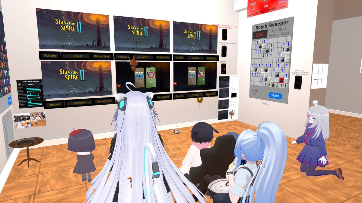 KinonakaVR's tweet photo. VRChatのワールド内でSlay the Spire IIのマルチプレイ！

同じ空間で相談しながら強敵を倒していく様は学生時代に友達の家で一緒にゲームしてる感覚になる https://t.co/PvVLfR6wzp