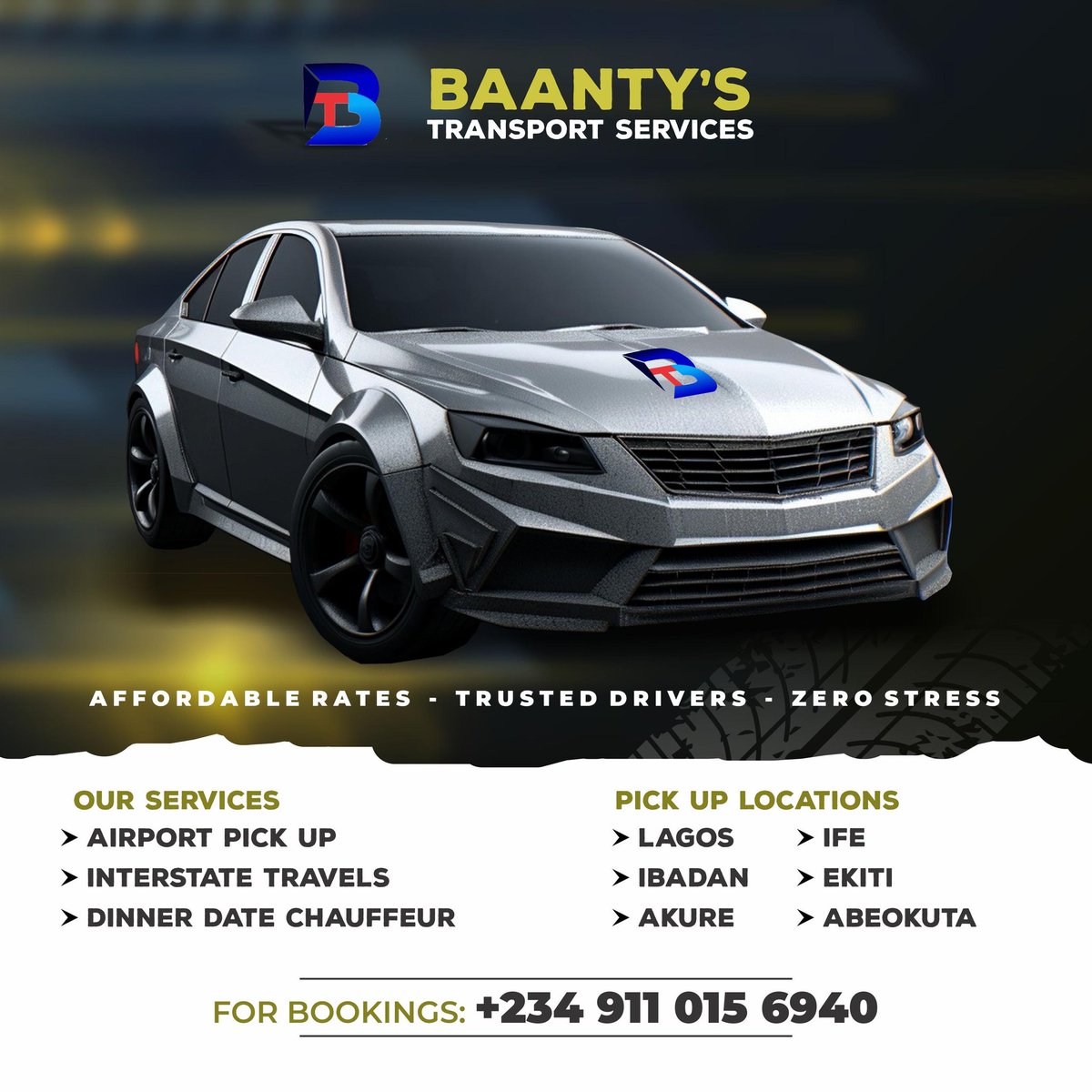 _btservices's tweet photo. @official__eben Ride with BAANTY TRANSPORT SERVICE and experience Secure, luxury, Reliable, and Timely chauffeur service delivery in the city of AKURE, Ondo State. https://t.co/vD7XsjcdTe