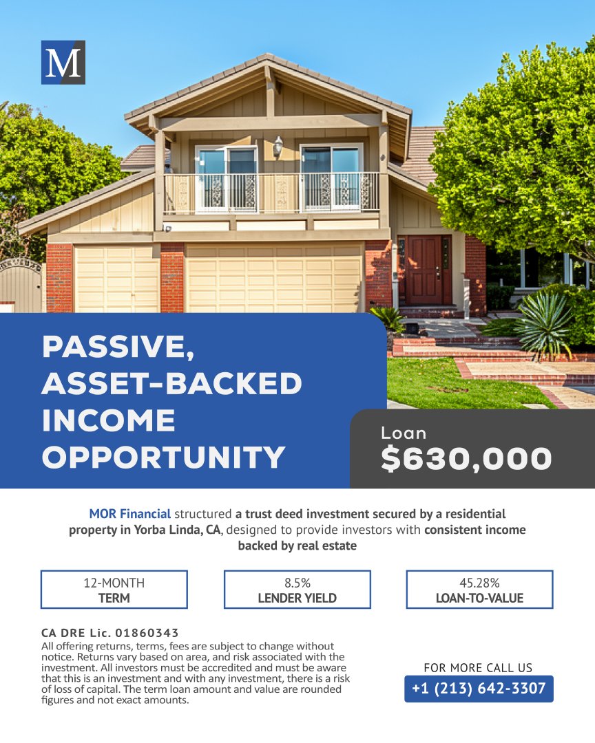 MOR_Financial's tweet photo. Passive income starts with strong structure.
This one checks the boxes.

#PassiveInvesting #PrivateLending #AssetBacked https://t.co/3EnoA7B7zJ
