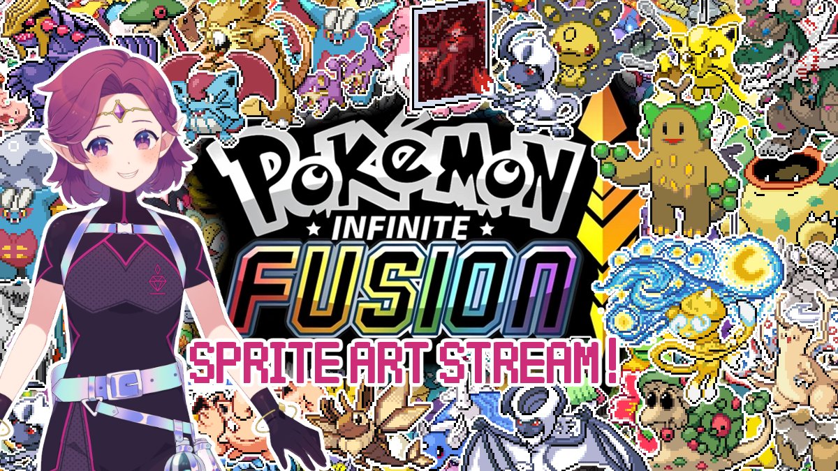 VT_GenesisEN's tweet photo. 🌌 We're making pixel art sprites for Pokemon Infinite Fusion (and more!) tonight on stream at 5pm Central! 👾 https://t.co/fbuoinVe10