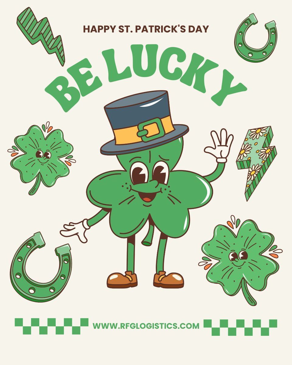 Happy St. Patrick's Day from the team at RFG Logistics! May luck find you in 2026! 🍀🍀🍀🍀 #stpatricksday #lucky #luckoftheirish #stpatricksday2026