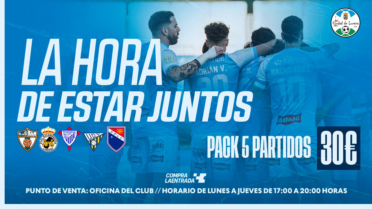 🔊 𝘼𝙁𝙄𝘾𝙄𝙊́𝙉 | Los últimos cinco encuentros de la fase regular, en un pack y a precio reducido.

📲 cdlucena.compralaentrada.com/abonos/nuevo