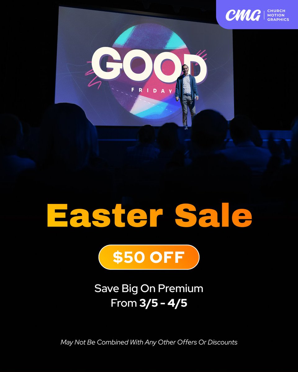 Don't wait! 🎉 Save $50 on CMG's best-selling subscription packed with motion backgrounds, countdowns, sermon slides, social graphics &amp; more. 👉

 Hurry because this limited-time offer won't last! hubs.li/Q044WMgb0
